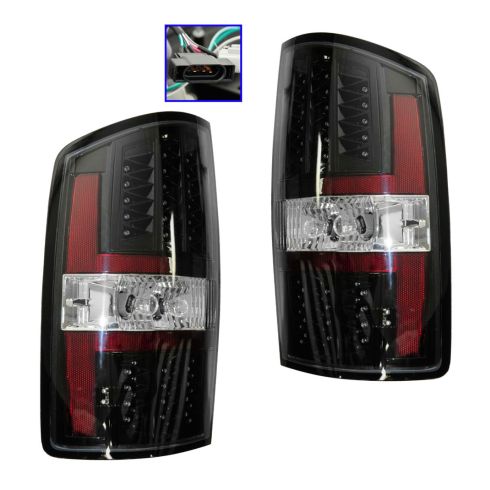 07-08 Dodge Ram 1500; 07-09 2500, 3500 Black Bezel Performance LED Taillight PAIR