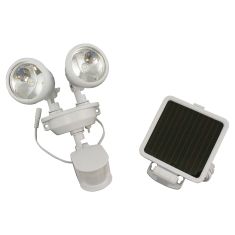 Solar-Powered Motion-Activated Dual-Head LED Security Spotlight w/WHITE Housing