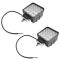 4 Inch - Square (48 Watt) Auxillary Flood Beam 16 LED Offroad Work Light Pair