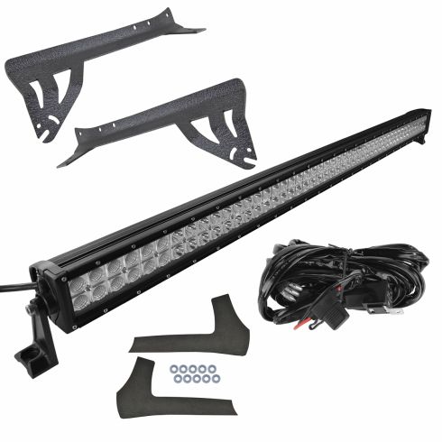 7-15 Jeep Wrangler Single 50 Inch LED Riveted Trim Light Bar Set w/Mounting Bracket & Harness
