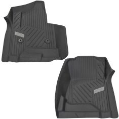 15-16 Silverado (w/o Man Shft TC) ~Bowtie~ Logoed Jet Black Tub Style Frt Rubber Floor Liner PR (GM)