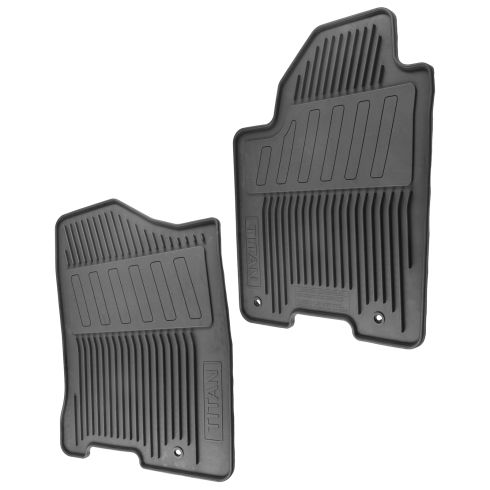 2010 14 Nissan Titan Front Black Molded Rubber Floor Mat Pair