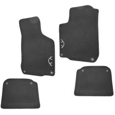 98-10 VW Beetle Front & Rear Black Carpeted ~Bug~ Logoed w/Round Clips Floor Mats (Set of 4) (VW)