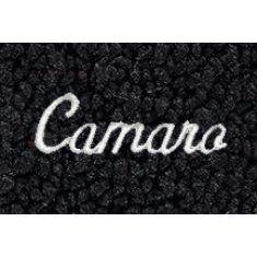 67-69 Chevy Camaro Black 80/20 Loop Frt & Rr Floor Mat w/Metallic Silver ~Camaro~ Script (Set of 4)