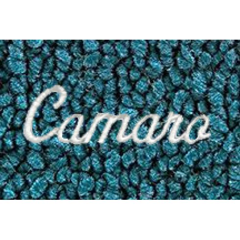 67-69 Chevy Camaro Bright Blue 80/20 Loop Frt & Rr Floor Mat w/Met Silver ~Camaro~ Script (Set of 4)