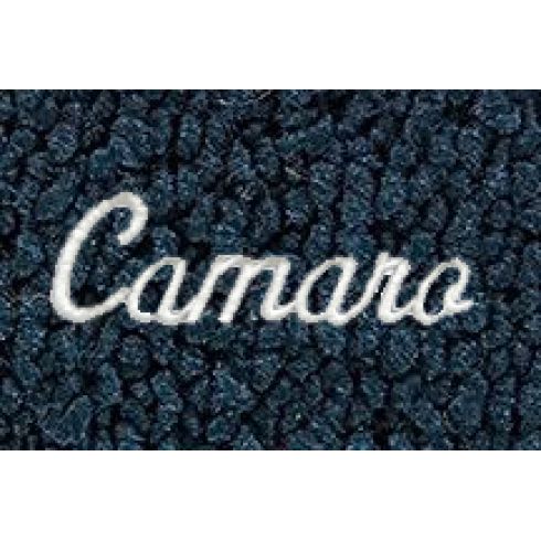 67-69 Chevy Camaro Dark Blue 80/20 Loop Frt & Rr Floor Mat w/Met Silver ~Camaro~ Script (Set of 4)