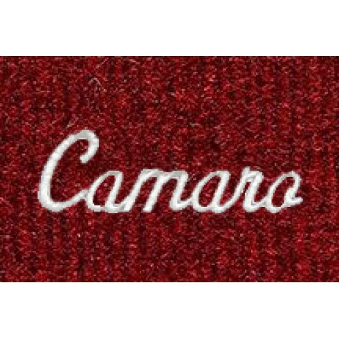74-81 Chevy Camaro Oxblood Cutpile Frt & Rr Floor Mat w/Metallic Silver ~Camaro~ Script (Set of 4)