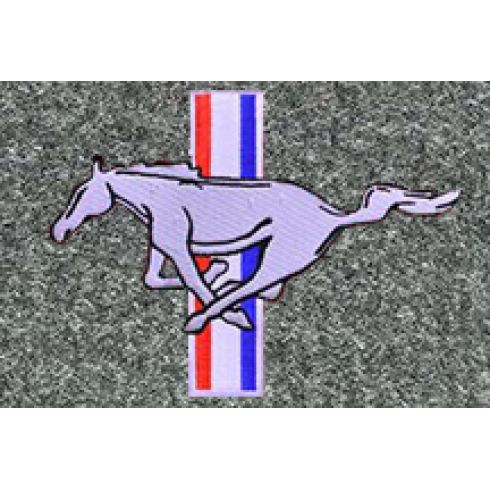 79-93 Ford Mustang Dark Gray Cutpile Front & Rear Floor Mat w/Silver Pony Emblem (Set of 4)