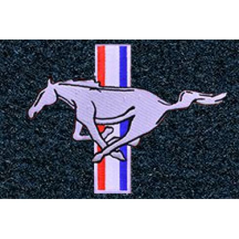 79-93 Ford Mustang Regatta Blue Cutpile Front & Rear Floor Mat w/Silver Pony Emblem (Set of 4)
