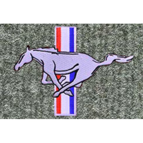 79-93 Ford Mustang Medium Gray Cutpile Front & Rear Floor Mat w/Silver Pony Emblem (Set of 4)