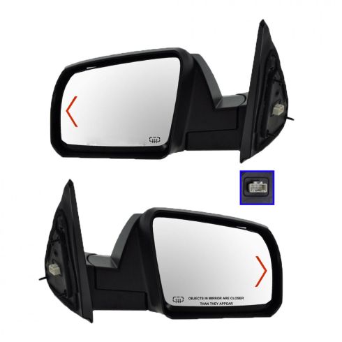 Mirror POWER HEATED with TURN SIGNAL and Black Textured Cap PAIR