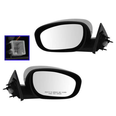 06-10 Chrysler 300, Dodge Charger; 05-08 Magnum Fixed Power Heated Black w/Chrome Cap Mirror PAIR