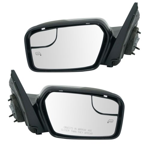 11-12 Ford Fusion Power Heat Puddle Blind Spot Glass Gloss Blk Mirror Pair