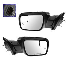 11-14 Ford Explorer Power Heated Puddle Light Turn Sign w/Spot Glass Gloss Black Mirror PAIR (FORD)