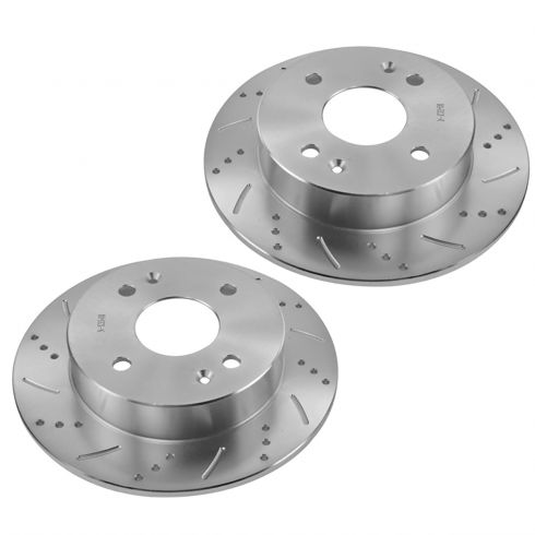 Nakamoto Front /& Rear Performance Brake Rotor Drilled Slotted Zinc Coated Kit