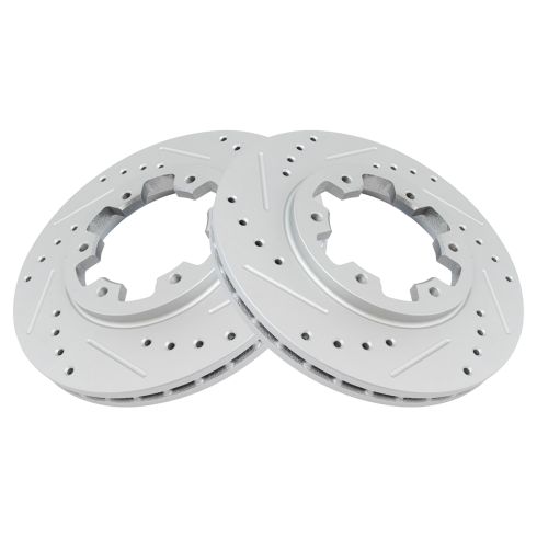Performance Disc Brake Rotor Drilled & Slotted Front G-Coated Pair 
