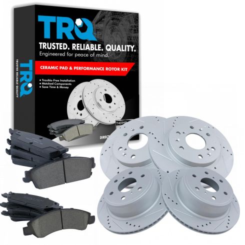 TRQ Performance Rotor & Metallic Brake Pad Front Set for Chevy GMC 