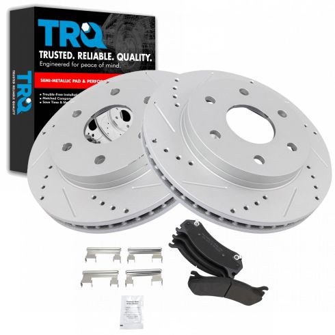 TRQ Rear Posi Metallic Brake Pad /& Performance Drilled Slotted Rotor Kit