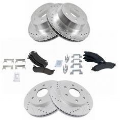 For Chevrolet Silverado 1500 Front Black Drilled Brake Rotors+Semi-Met Brake Pad