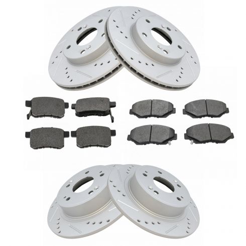 2 FRONT /& 2 REAR BLACK DRILLED And SLOTTED PREMIUM BRAKE ROTORS For ACCORD