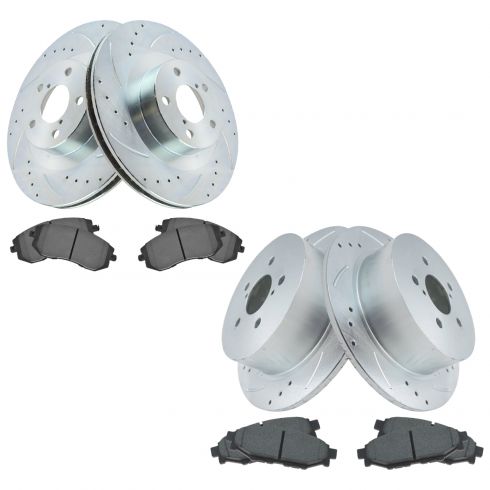 4 Brake Rotors Front+Rear Kit Pads High-End 8 Semi-Met Fits: 5lug