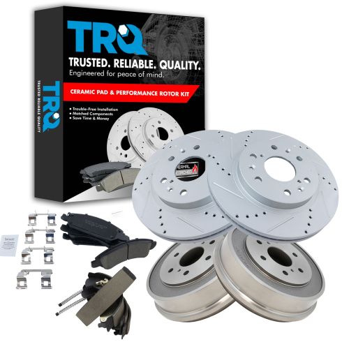 Premium Performance Drilled and Slotted Disc Brake Rotors Pair Rear Set