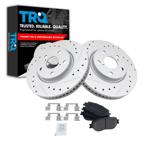 FRONT KIT DRILLED AND SLOTTED BRAKE ROTORS & CERAMIC Pads For Lexus GS300 IS250 