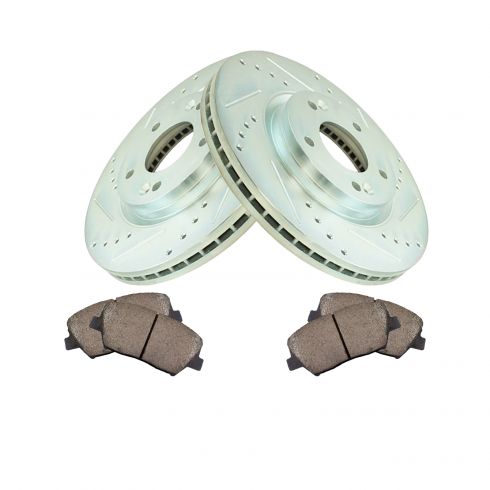 Rear Drilled Slotted Brake Rotors /& Ceramic Pads For Hyundai Santa Fe Sorento