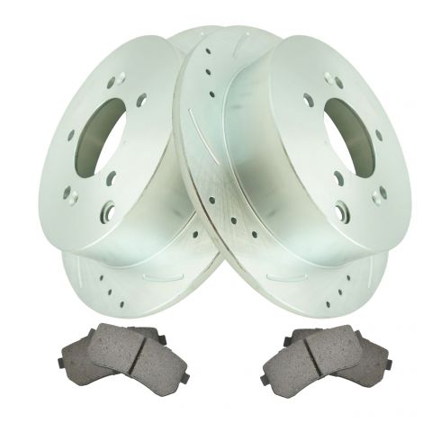 Full Kit Cross-Drilled Slotted Brake Rotors Disc and Ceramic Pad Sportage,Tucson