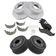 01-06 Wrangler Front & Rear Premium Posi Ceramic Brake Pad, Shoe, Rotor & Drum Kit
