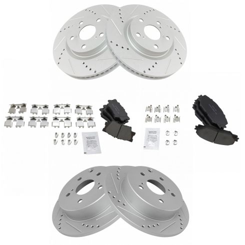 Front+Rear Cross Drilled Rotors /& Ceramic Pads for 2013-2018 Toyota RAV4 LE