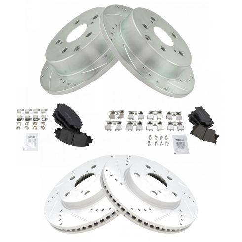 4 Ceramic Pads Fits:- RAV4 HS250h 5lug High-End Rear Kit 2 OEM Replacement Disc Brake Rotors