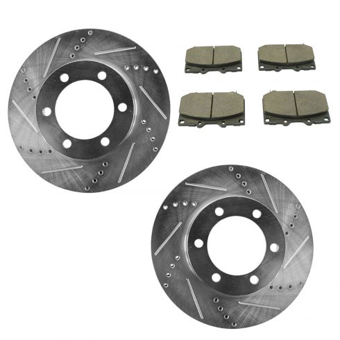 Brake Pad & Rotor Kit Premium Posi Metallic Front for Sequoia Tundra