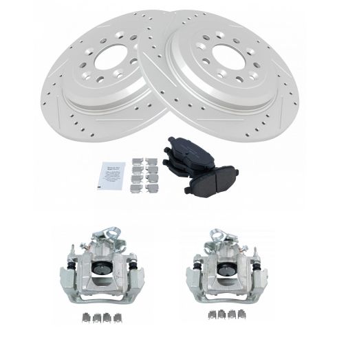 Full Kit Cross-Drilled Slotted Brake Rotors Disc and Ceramic Pads For Edge,MKX 