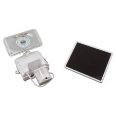 Solar Powered WHITE Plastic Bodied Security Video Camera w/Floodlight (16 GB Micro SD Card Included)