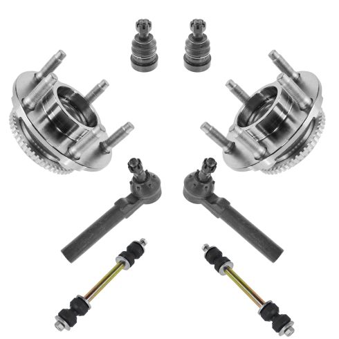 94-04 Ford Mustang Front Hub, Lower Balljoint,Sway link & Tie Rod Kit set of 8