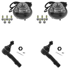 02-03 Ford Explorer; Mercury Mountaineer 4 Piece Front Hub & Outer Tie Rod End Kit