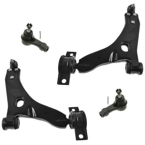 00-04 Ford Focus Front Lower Control Arm w/Balljoint & Outer Tie Rod Kit (Set of 4)