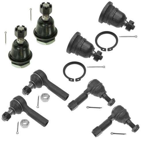 98-04 Frontier; 00-04 Xterra Front Inner Outer Tie Rod & Upper Lower Ball Joint Kit (8 Piece)