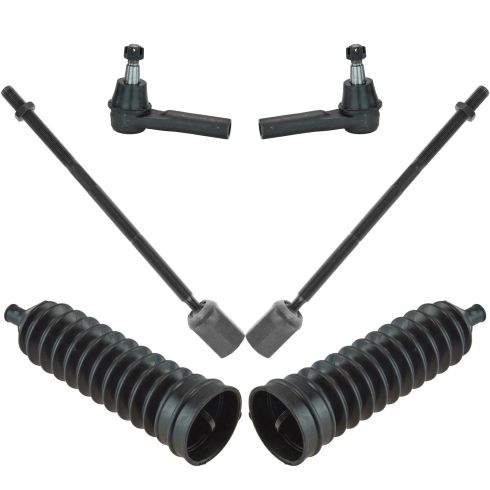 96-07 Ford Taurus; 96-05 Mercury Sable Inner & Outer Tie Rod End w/ Rack Boots Kit (6 Piece)