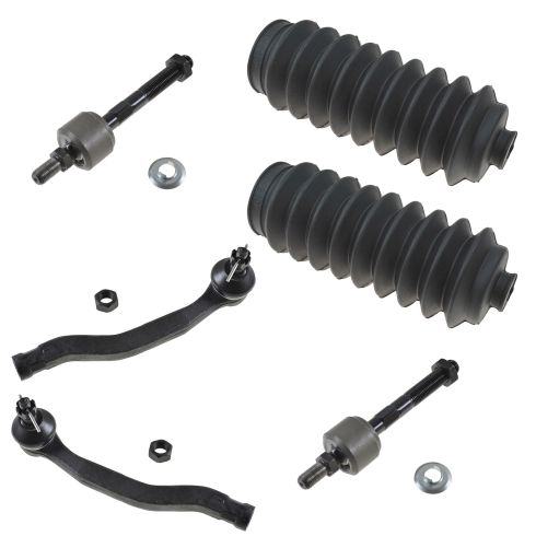90-93 Honda Accord Front Inner & Outer Tie Rod End w/ Rack Boot Kit (6 Piece)