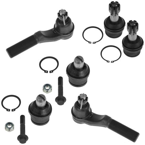 92-04 Ford E150 Front Outer Tie Rod Upper & Lower Ball Joint 6 Piece Steering & Suspension Kit