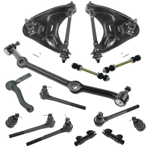 TRQ 14pc Steering Suspension Kit Control Arms Ball Joints Tie Rods Idler Arm 
