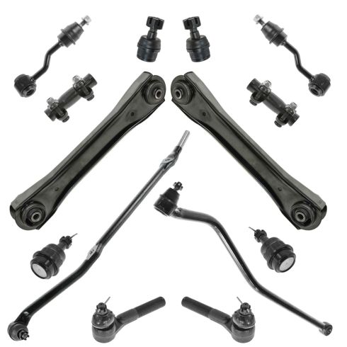 96-98 Jeep Grand Cherokee w/V8 Complete Front Steering & Suspension Kit (15 Piece Set)
