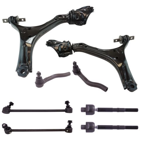 TRQ 6 pc Steering Suspension Kit Lower Control Arms Tie Rods Sway Bar Links New
