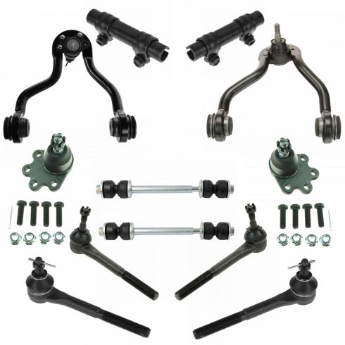 12 Piece Steering /& Suspension Kit Control Arms Wheel Bearings Tie Rods New