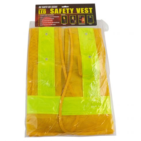 Reflective Safety Vest w/16 LED Lights (Requires Two AA Batteries Not Included) (Large)