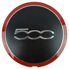 12-14 Fiat 500, 500C (exc Abarth) (w/15, 16 In Alloy Whl) ~500~ Logoed Red Line Center Cap (Fiat)