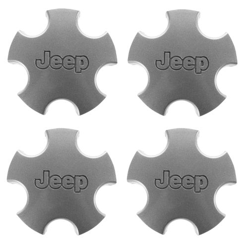 01-04 Jeep Grand Cherokee (w/Wheel Codes WFZ, WGF) Flat 5 Inch Silver Center Cap SET of 4 (Mopar)