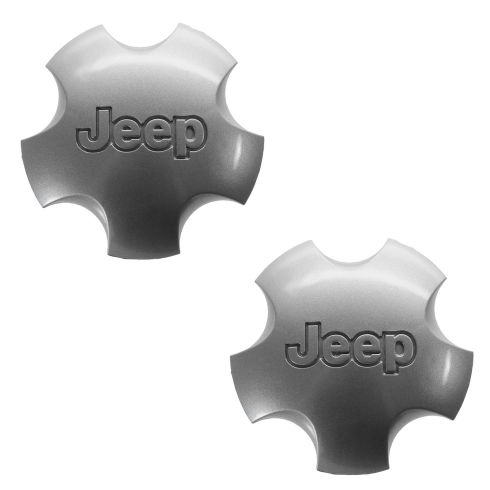 01-04 Jeep Grand Cherokee (w/Wheel Code WFK) Domed 5 Inch Silver Center Cap PAIR (Mopar)